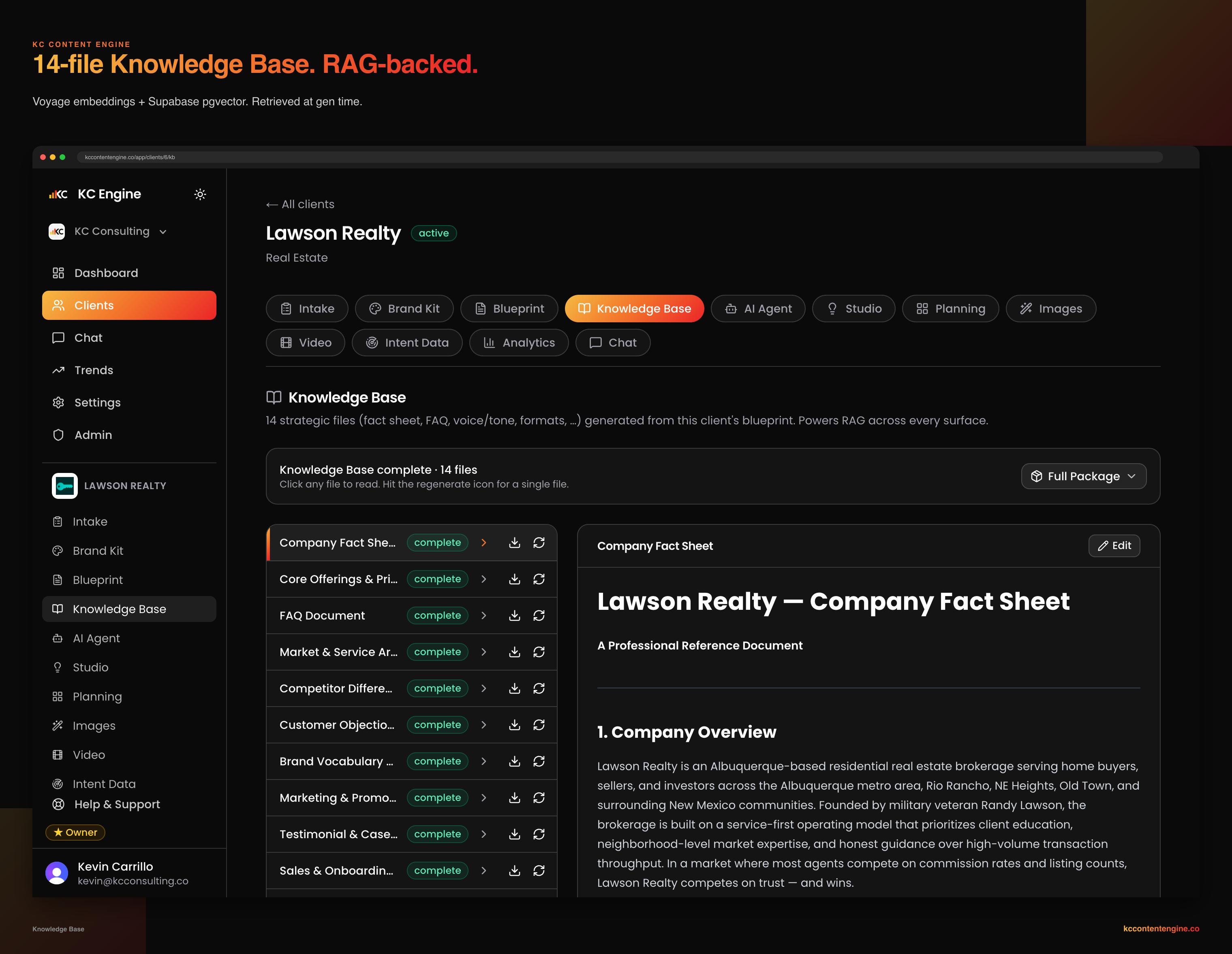 Knowledge base generation screen